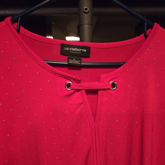 Liz Claiborne red blouse top shirt misses size large NWOT - Picture 3 of 8